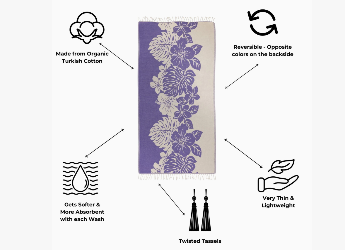 PRE-ORDER BY 7/6/26: Hibiscus Organic Turkish Towel in Purple
