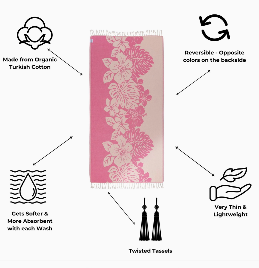 PRE-ORDER BY 7/6/26: Hibiscus Organic Turkish Towel in Pink