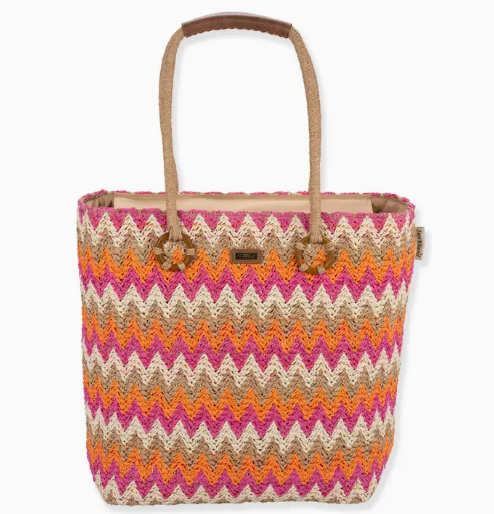 PRE-ORDER BY 7/6/26: Fuchsia Paper Straw Shoulder Tote