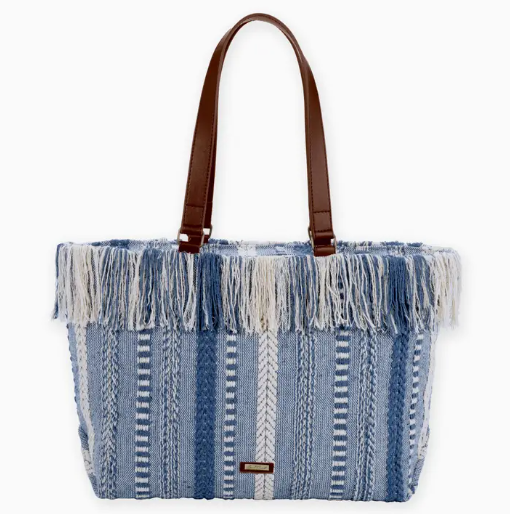 PRE-ORDER BY 7/6/26: Blue Woven Blues Shoulder Tote