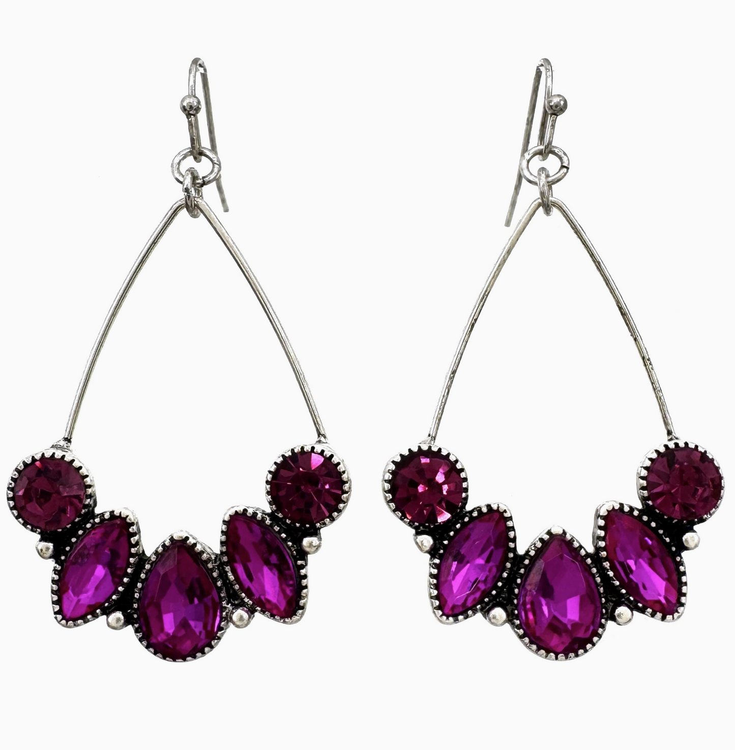 PRE-ORDER BY 8/10/26: Rhinestone and Stone Cabochon Teardrop Wire Earrings