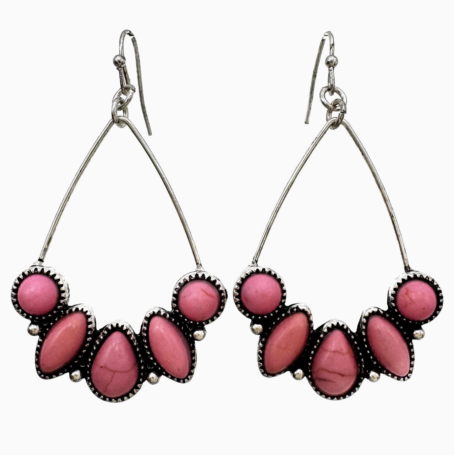 PRE-ORDER BY 8/10/26: Rhinestone and Stone Cabochon Teardrop Wire Earrings