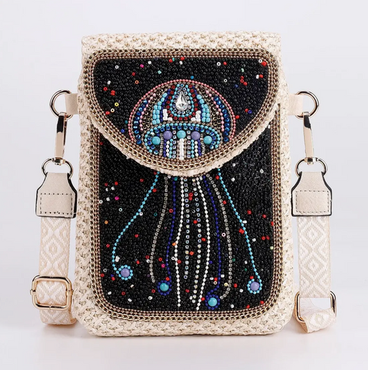 PRE-ORDER BY 8/10/26: Jellyfish Boho Beaded Crossbody Mini Shoulder Phone Bag