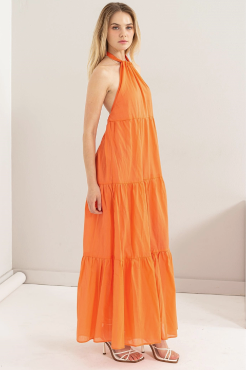 Taylor Halter Cover-Up Maxi Dress in Orange image 0