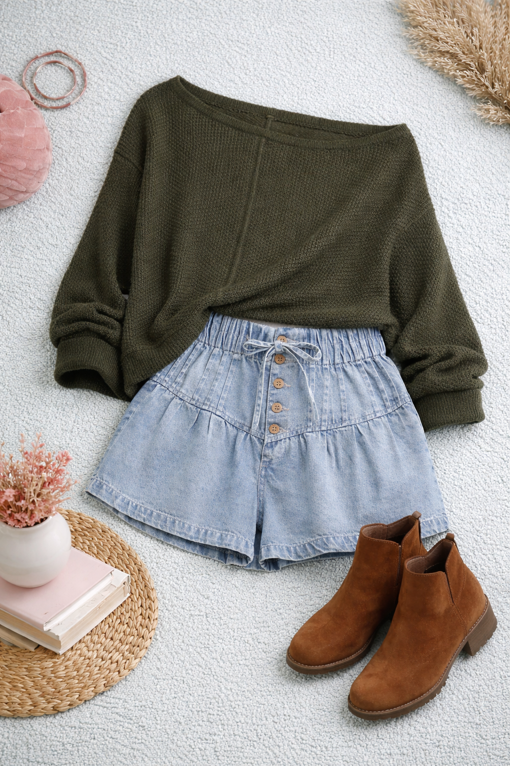 SO ME Loose Fit Exposed Seam Slouchy Boucle Sweater