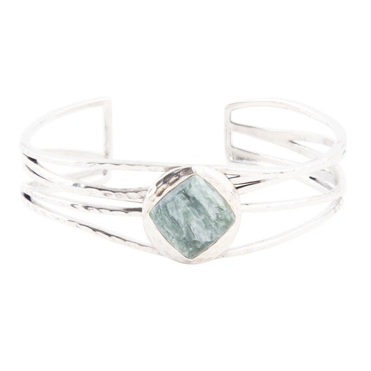 Terra Green Seraphinite and Sterling Silver Cuff Bracelet