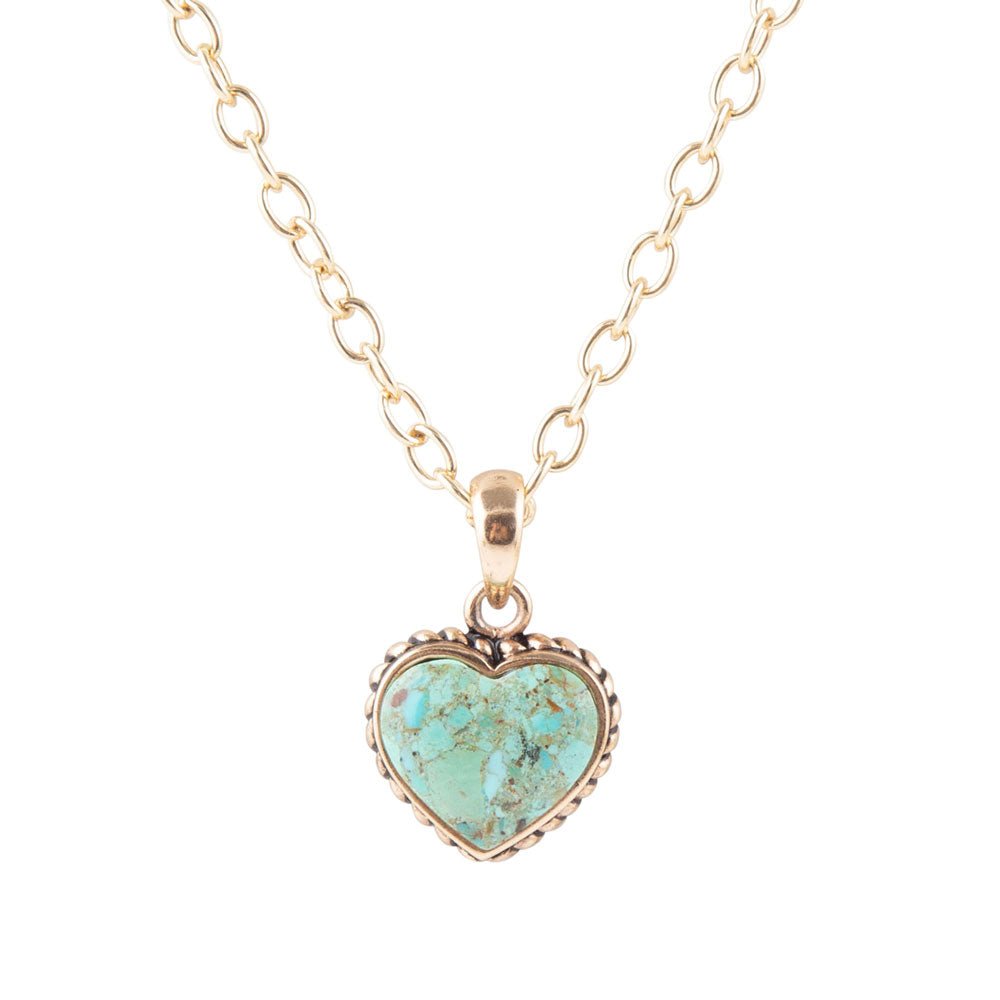 Turquoise Heart Pendant and Bronze Necklace