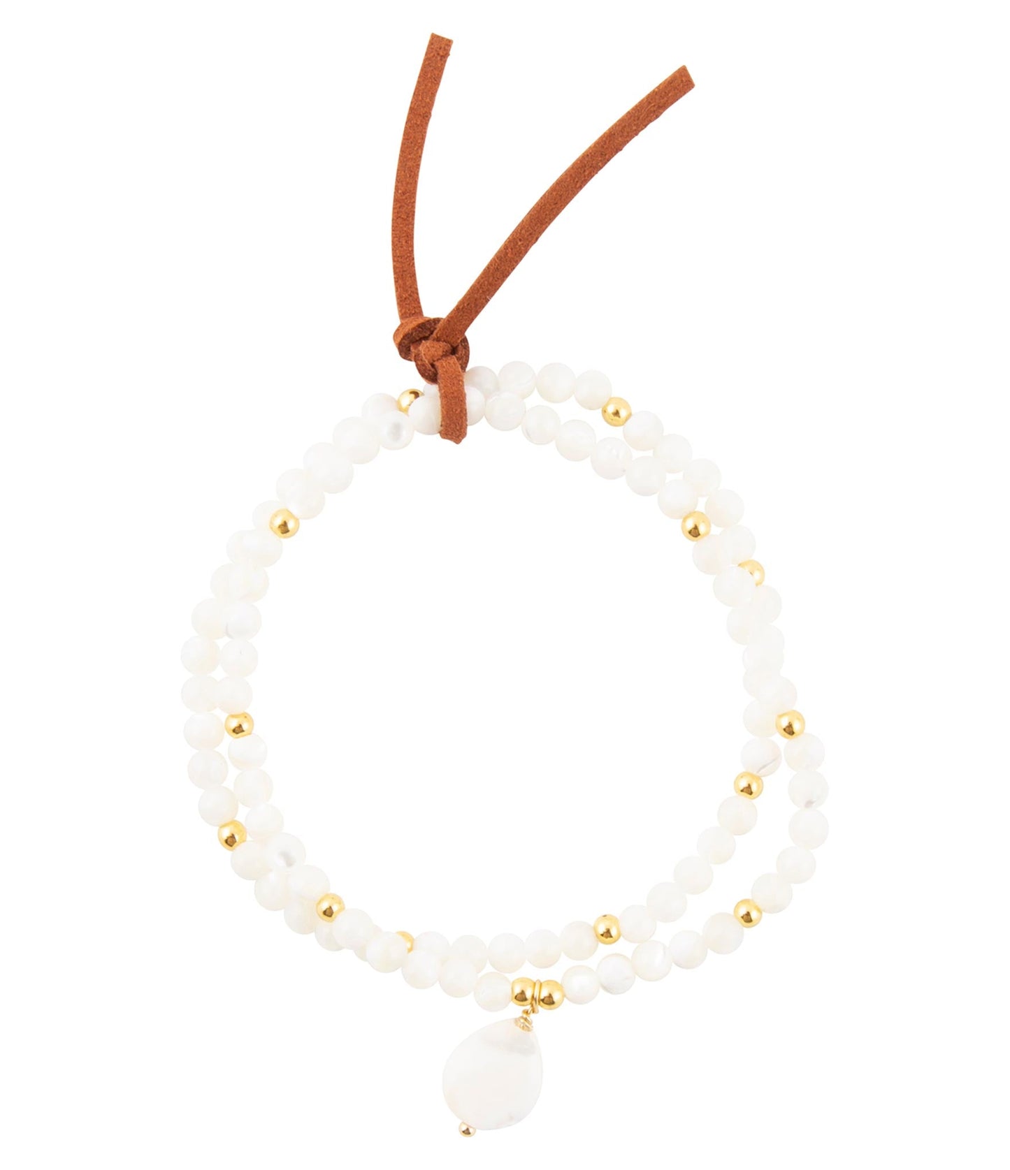 White Mother of Pearl Stretch Golden Bracelet