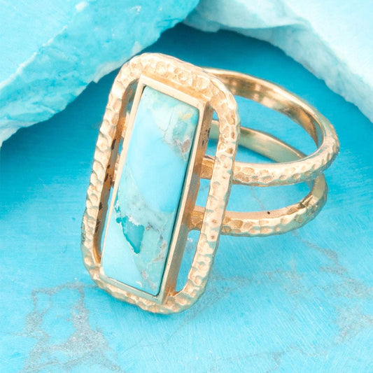 Willa Blue Turquoise Golden Statement Ring